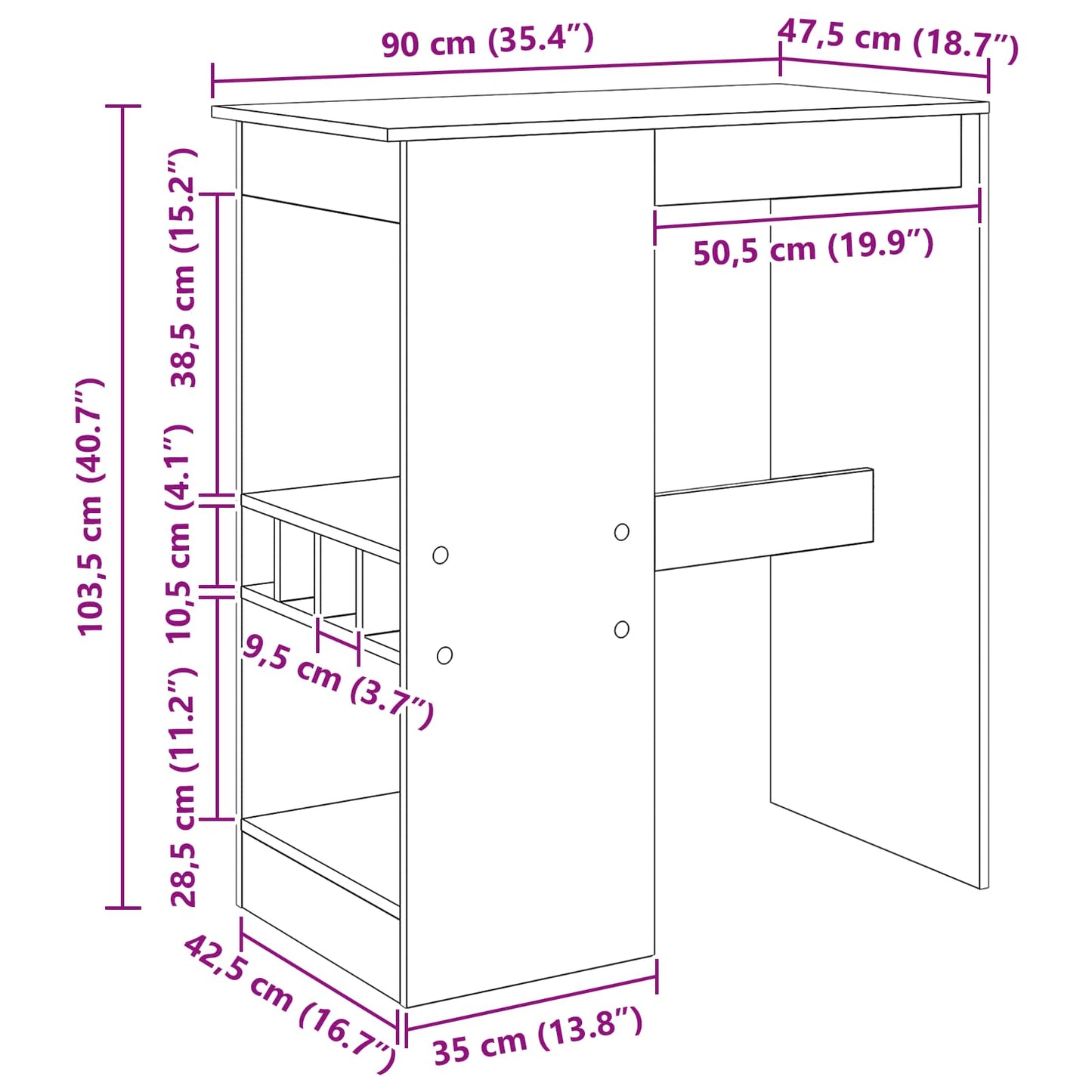 Bar Table Black Oak 90 x 47.5 x 103.5 cm Engineered Wood