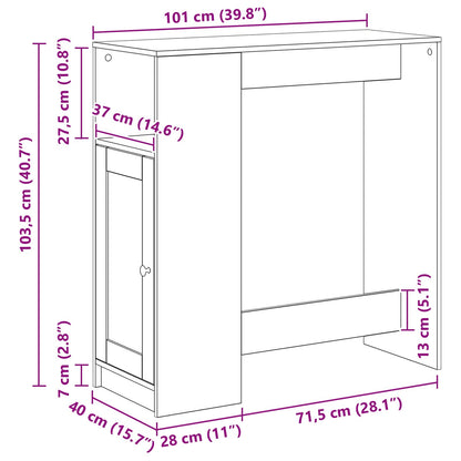 Bar Table Black Oak 101 x 40 x 103.5 cm Engineered Wood