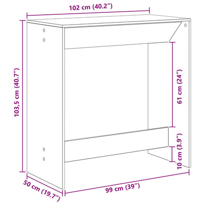 Bar Table Black Oak 102 x 50 x 103.5 cm Engineered Wood