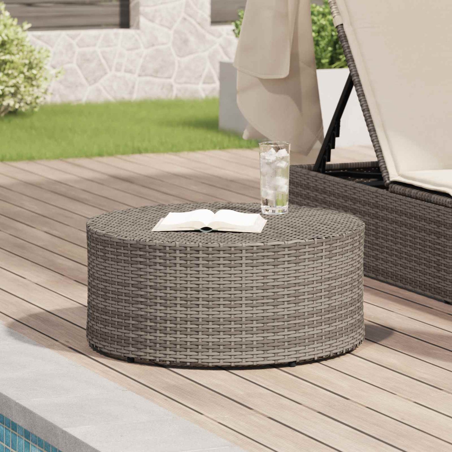 Outdoor Coffee Table Grey Ø 68 x 30 cm Poly Rattan