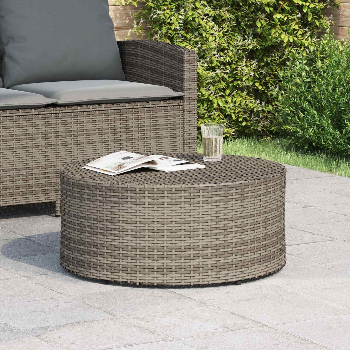 Outdoor Coffee Table Grey Ø 68 x 30 cm Poly Rattan