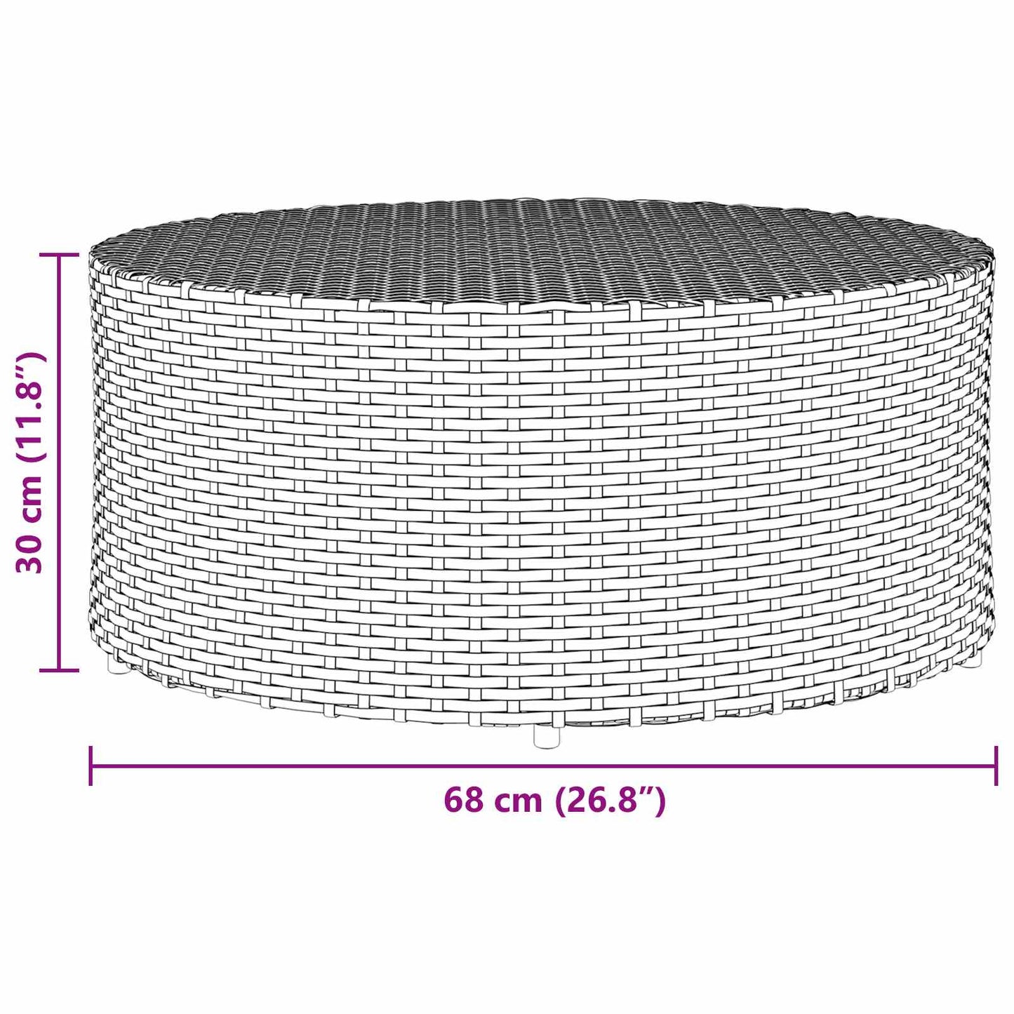 Outdoor Coffee Table Grey Ø 68 x 30 cm Poly Rattan