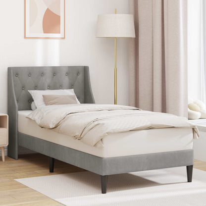 Bed Frame with Headboard Light Grey 90 x 190 cm Velvet