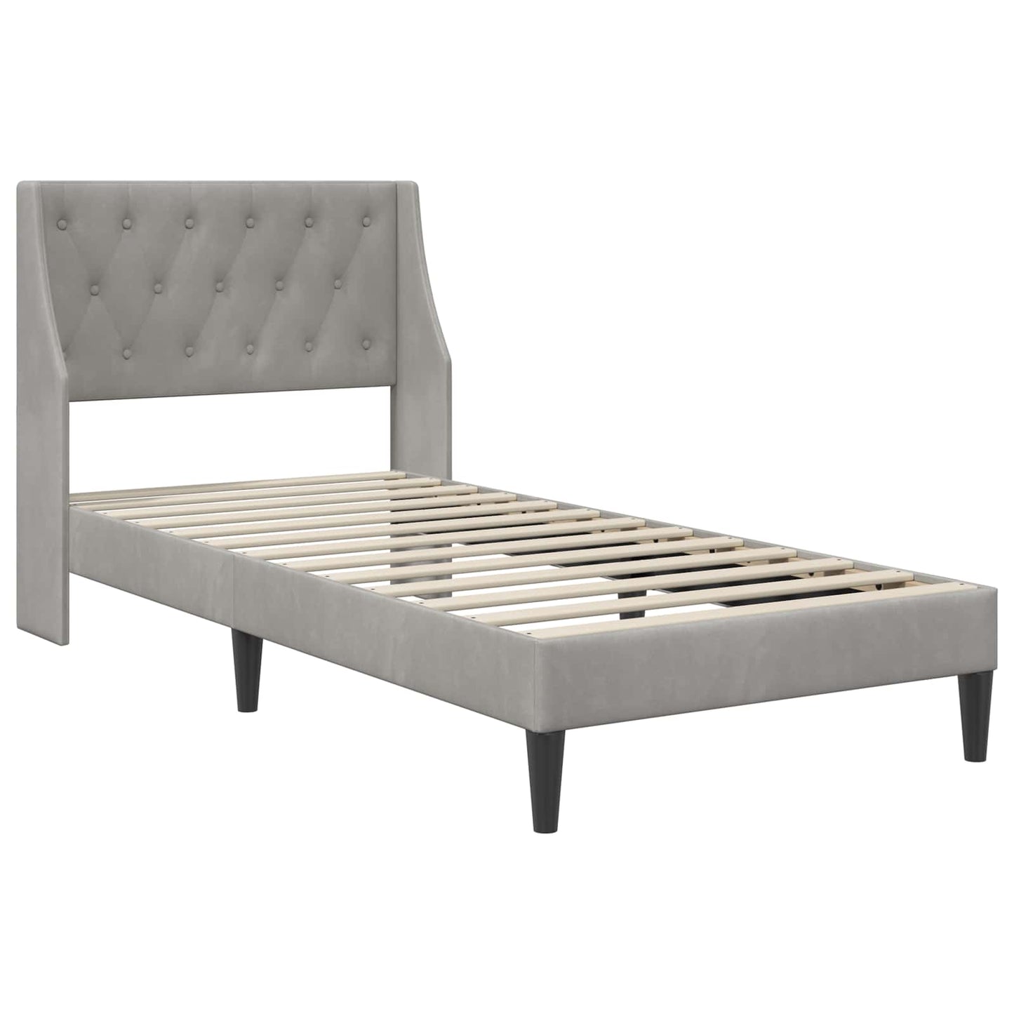 Bed Frame with Headboard Light Grey 90 x 190 cm Velvet