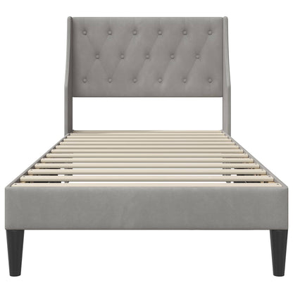 Bed Frame with Headboard Light Grey 90 x 190 cm Velvet