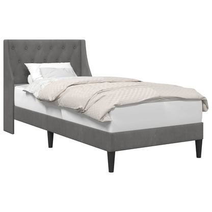 Bed Frame with Headboard Dark Grey 90 x 190 cm Velvet
