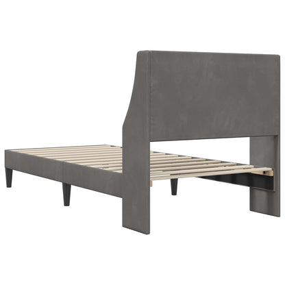 Bed Frame with Headboard Dark Grey 90 x 190 cm Velvet