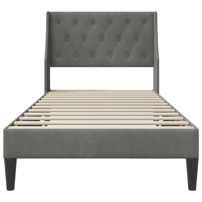 Bed Frame with Headboard Dark Grey 90 x 190 cm Velvet