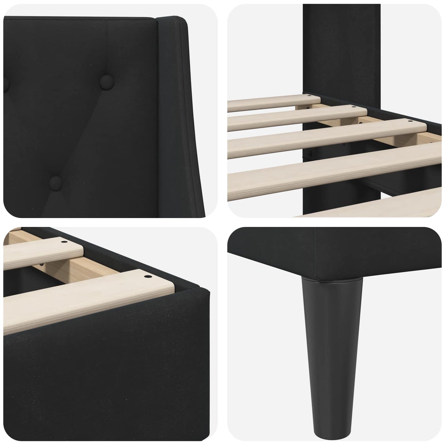 Bed Frame with Headboard Black 90 x 190 cm Velvet