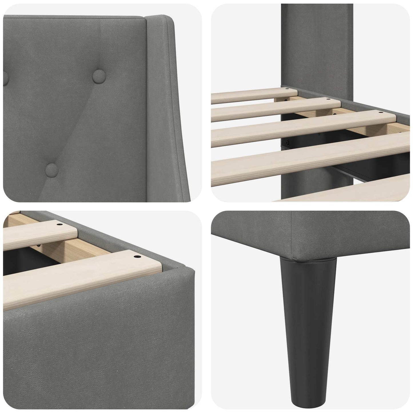 Bed Frame with Headboard Dark Grey 180 x 200 cm Velvet