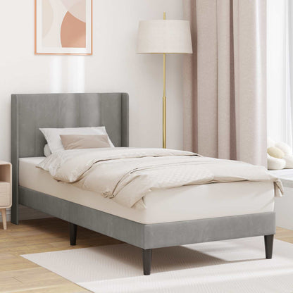 Bed Frame with Headboard Light Grey 90 x 190 cm Velvet