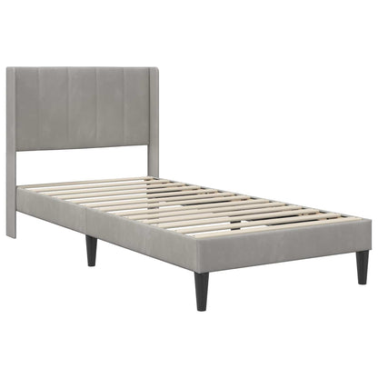 Bed Frame with Headboard Light Grey 90 x 190 cm Velvet