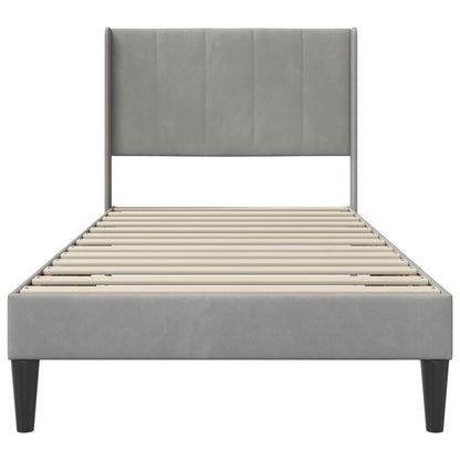 Bed Frame with Headboard Light Grey 90 x 190 cm Velvet