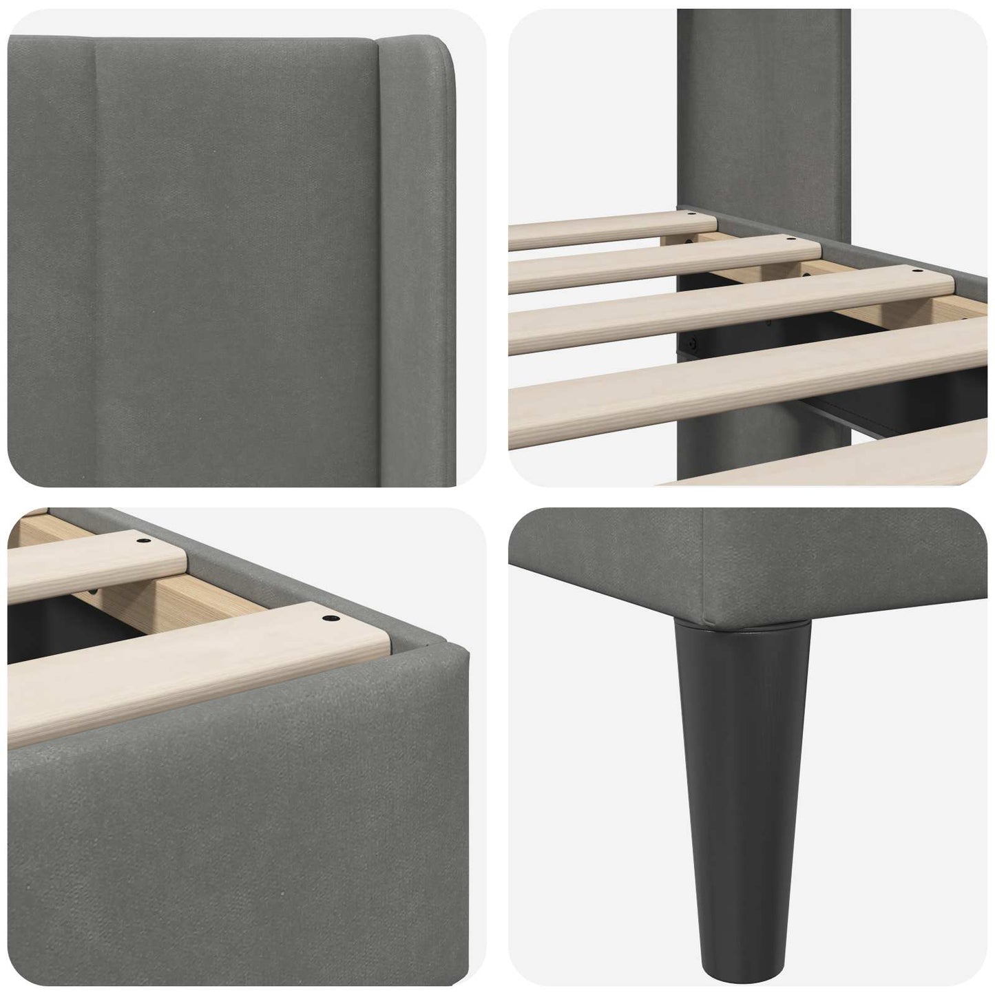 Bed Frame with Headboard Dark Grey 90 x 190 cm Velvet