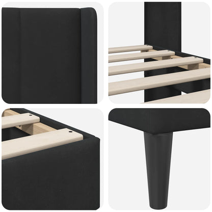 Bed Frame with Headboard Black 180 x 200 cm Velvet