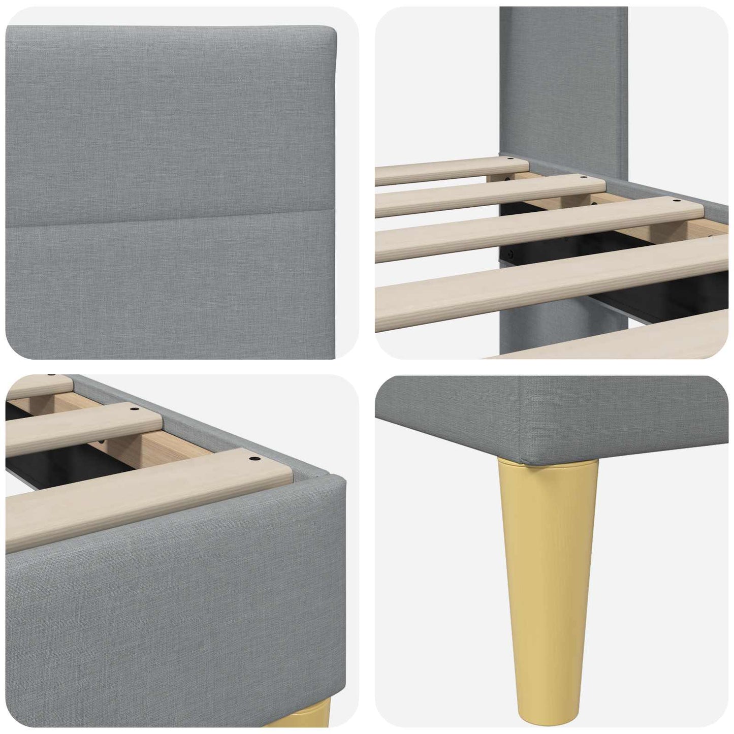 Bed Frame with Headboard Light Grey 90 x 190 cm Fabric