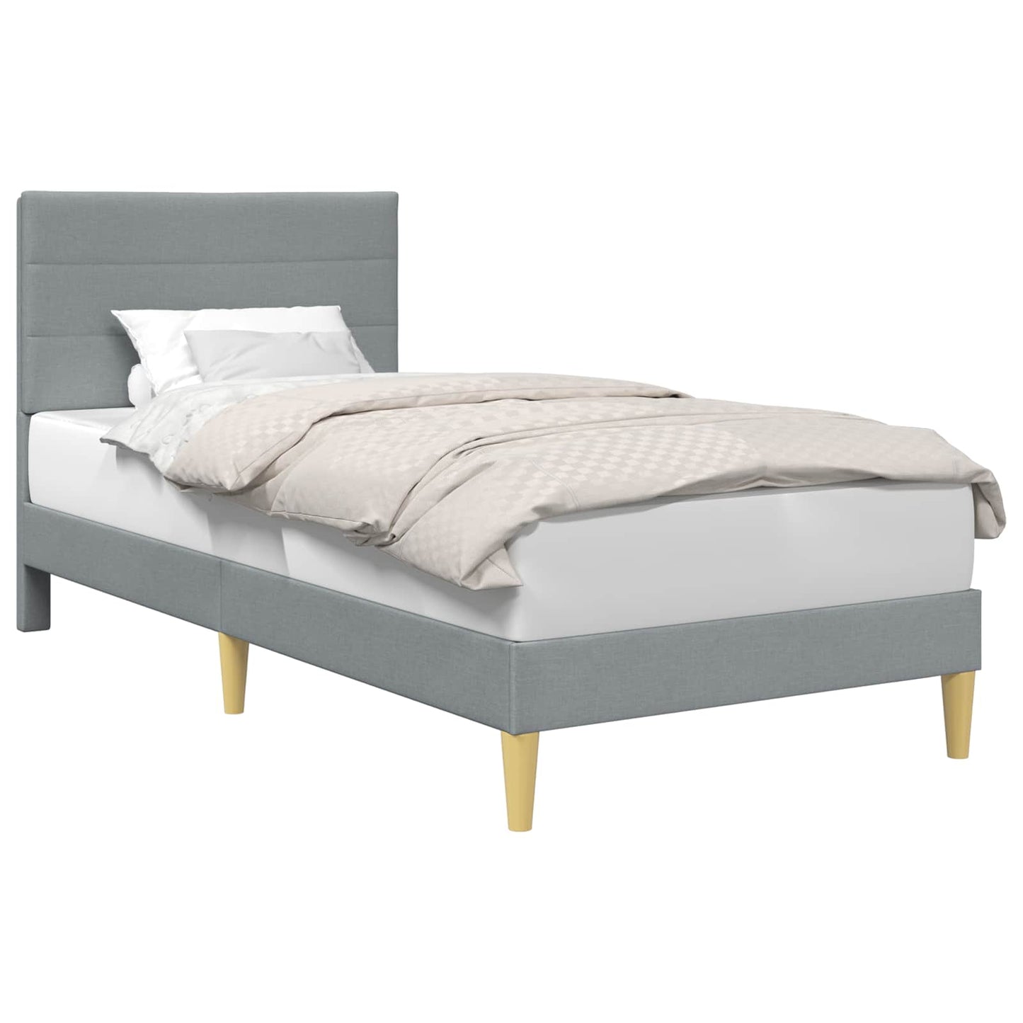 Bed Frame with Headboard Light Grey 90 x 190 cm Fabric