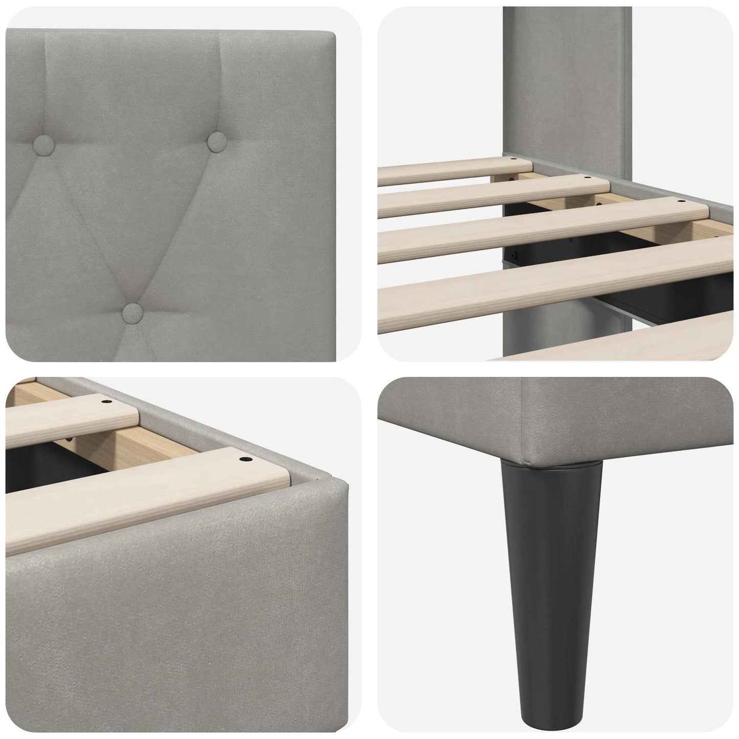 Bed Frame with Headboard Light Grey 90 x 190 cm Velvet
