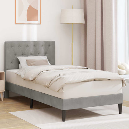 Bed Frame with Headboard Light Grey 90 x 190 cm Velvet