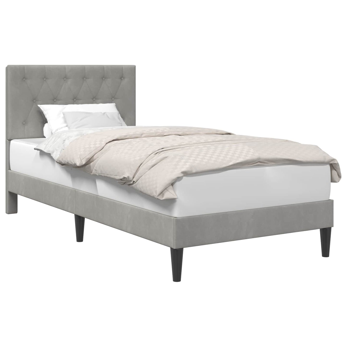 Bed Frame with Headboard Light Grey 90 x 190 cm Velvet