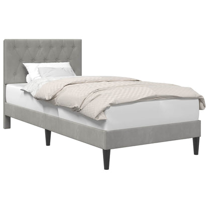 Bed Frame with Headboard Light Grey 90 x 190 cm Velvet