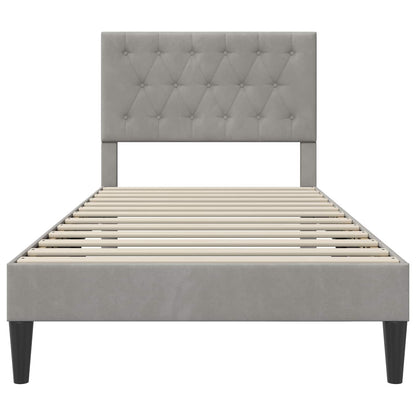 Bed Frame with Headboard Light Grey 90 x 190 cm Velvet