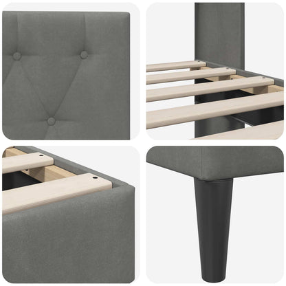 Bed Frame with Headboard Dark Grey 90 x 190 cm Velvet