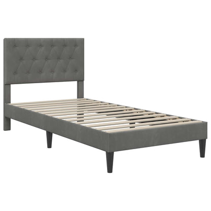 Bed Frame with Headboard Dark Grey 90 x 190 cm Velvet