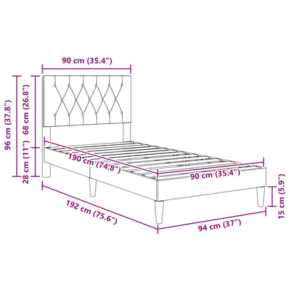 Bed Frame with Headboard Black 90 x 190 cm Velvet
