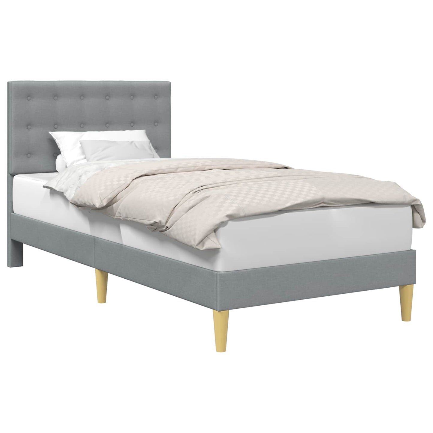 Bed Frame with Headboard Light Grey 90 x 190 cm Fabric