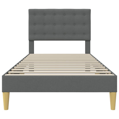 Bed Frame with Headboard Dark Grey 90 x 190 cm Fabric