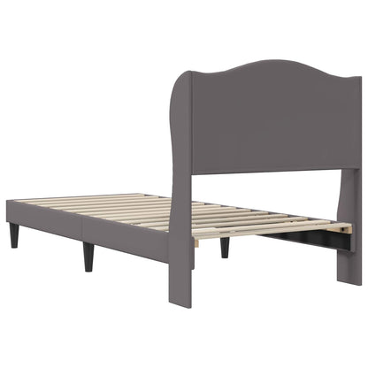 Bed Frame with Headboard Grey 90 x 190 cm Faux Leather