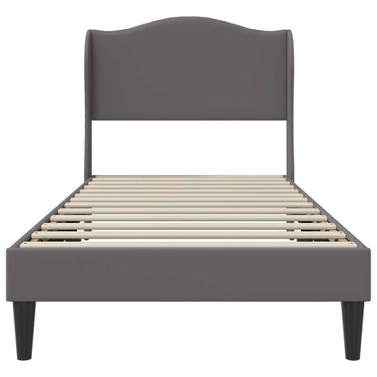 Bed Frame with Headboard Grey 90 x 190 cm Faux Leather