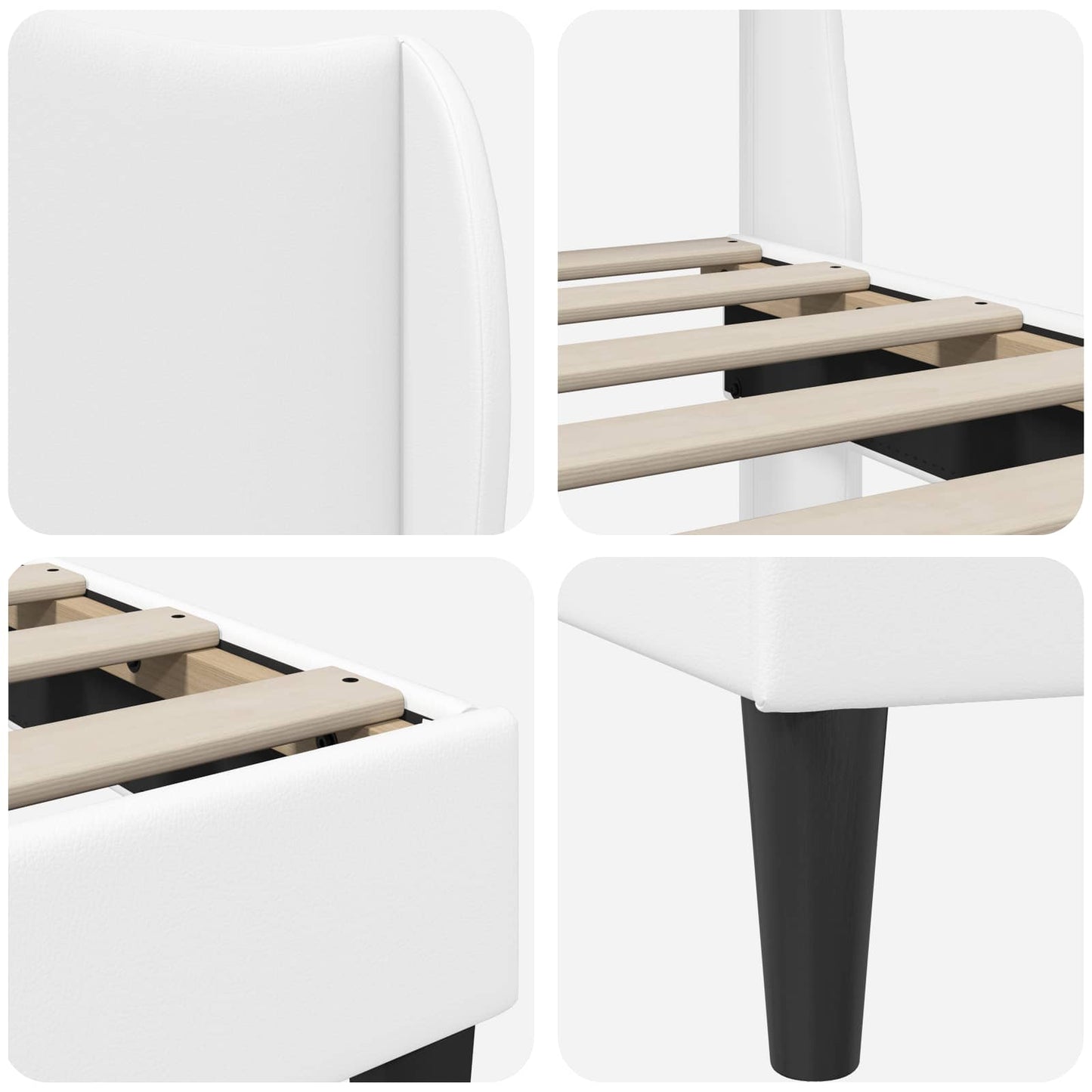 Bed Frame with Headboard White 90 x 190 cm Faux Leather