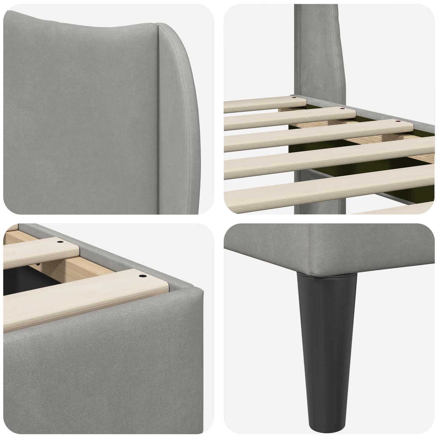 Bed Frame with Headboard Light Grey 90 x 190 cm Velvet