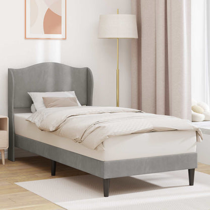 Bed Frame with Headboard Light Grey 90 x 190 cm Velvet