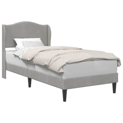 Bed Frame with Headboard Light Grey 90 x 190 cm Velvet