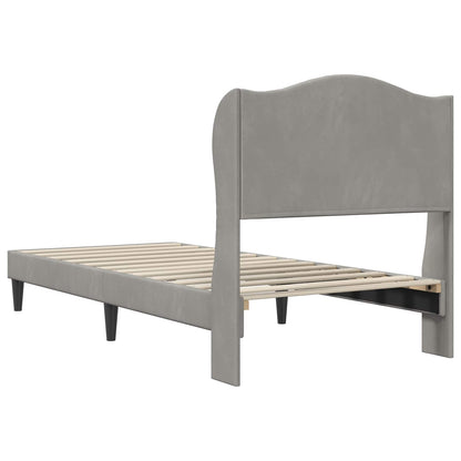 Bed Frame with Headboard Light Grey 90 x 190 cm Velvet