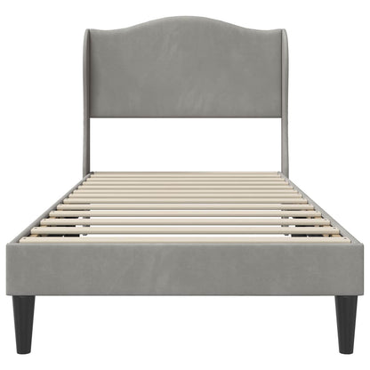 Bed Frame with Headboard Light Grey 90 x 190 cm Velvet