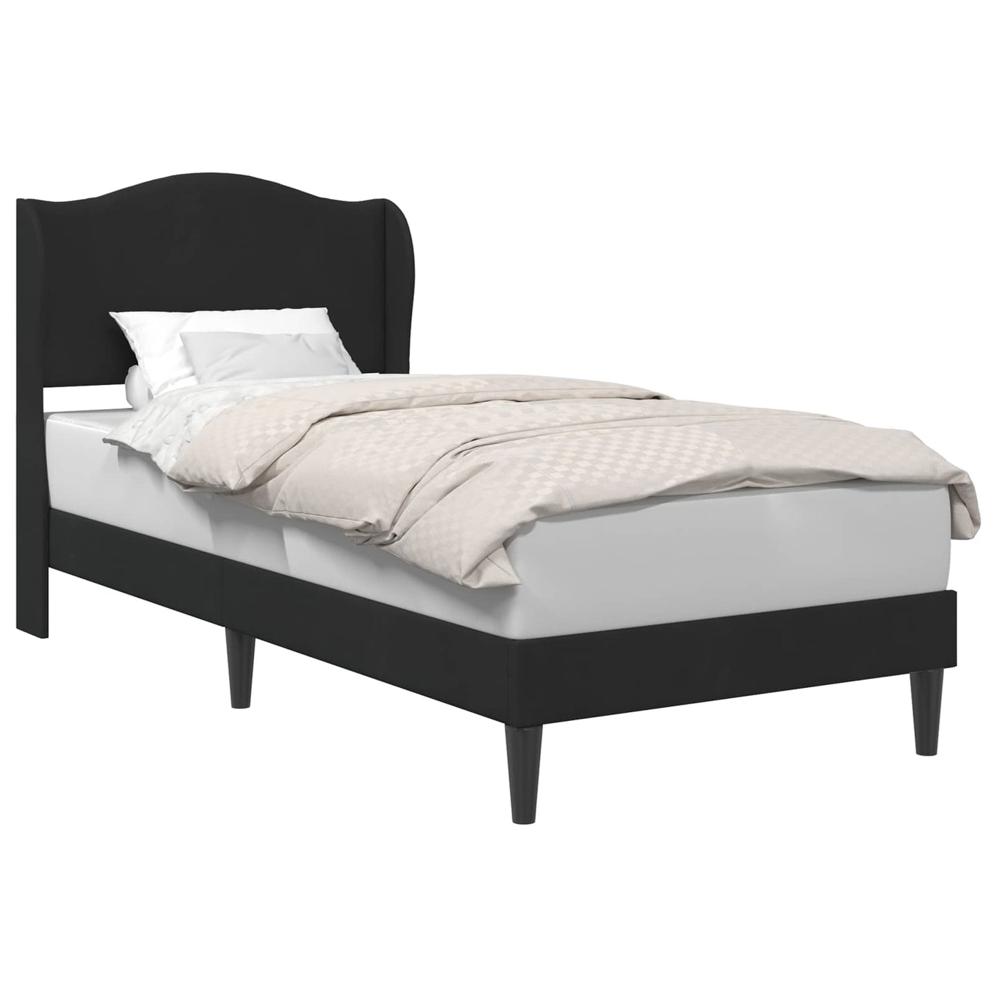 Bed Frame with Headboard Black 90 x 190 cm Velvet