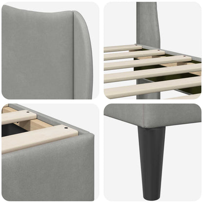 Bed Frame with Headboard Light Grey 180 x 200 cm Velvet
