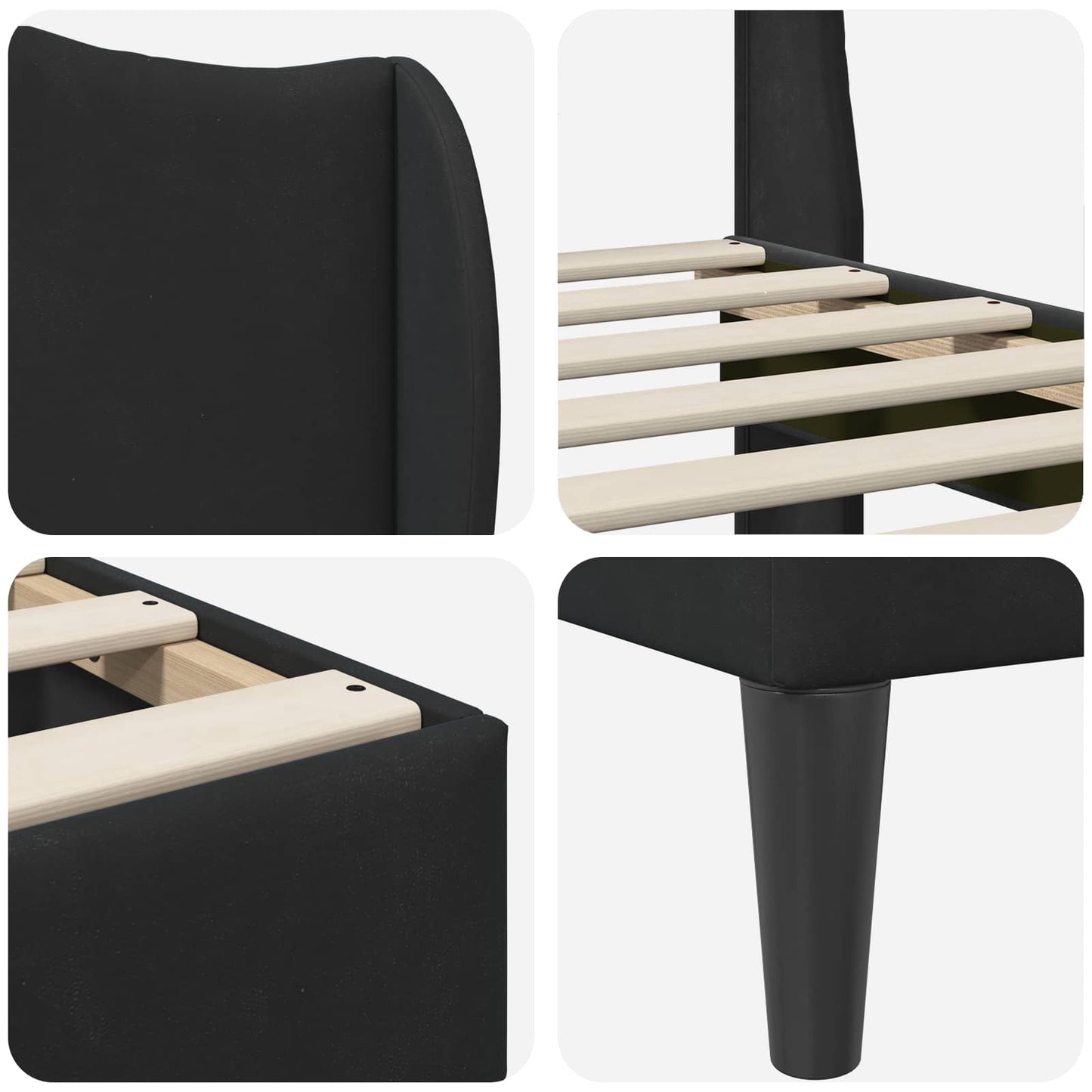 Bed Frame with Headboard Black 180 x 200 cm Velvet