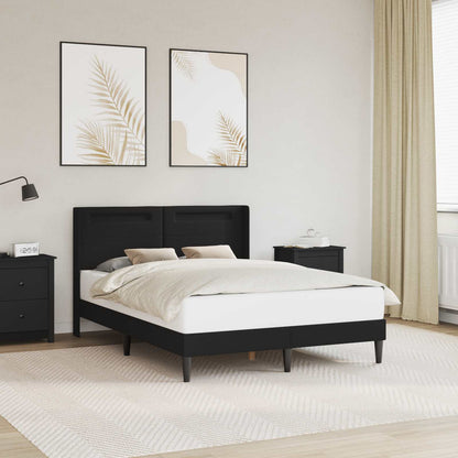 Bed Frame with LED Strip Lights Black 135 x 190 cm Faux Leather