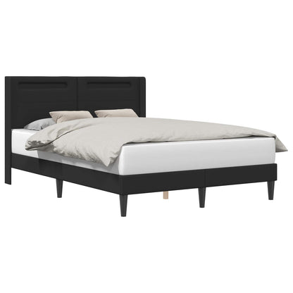 Bed Frame with LED Strip Lights Black 135 x 190 cm Faux Leather