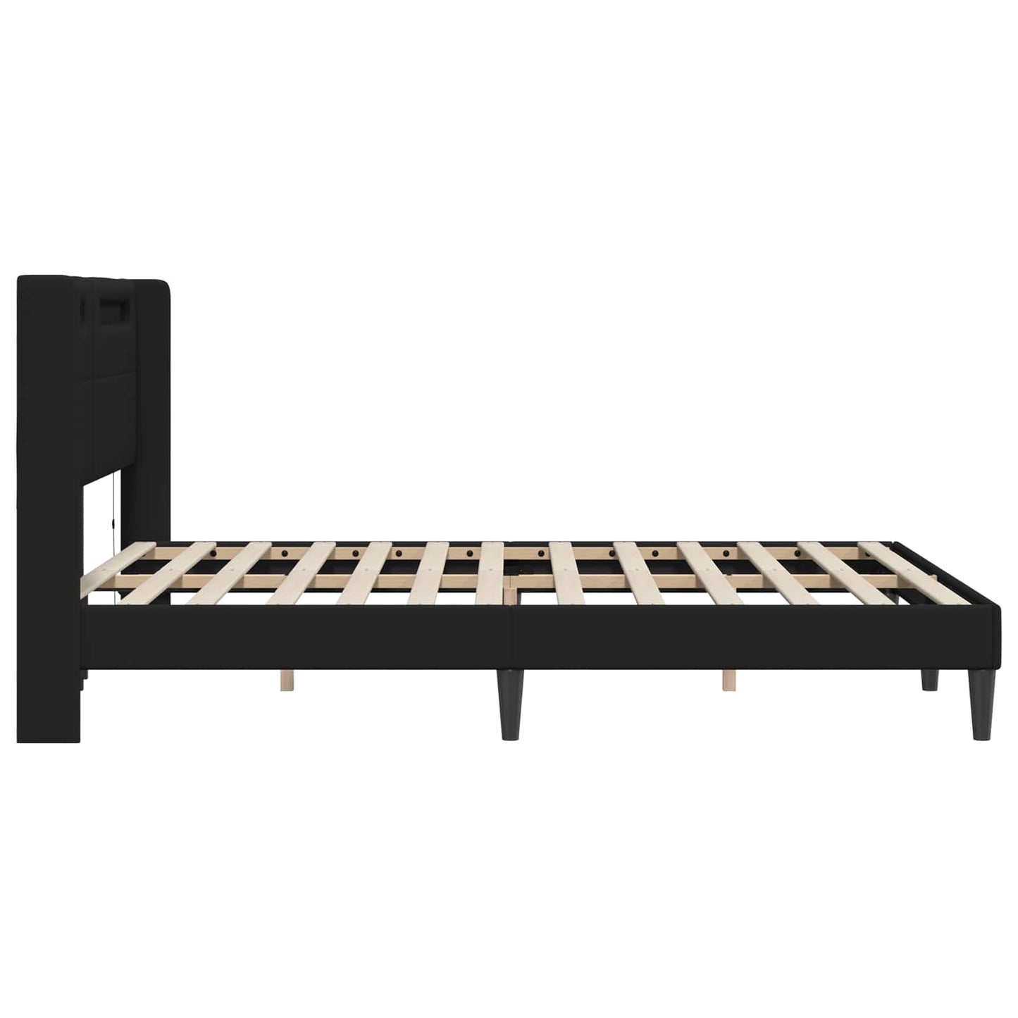 Bed Frame with LED Strip Lights Black 135 x 190 cm Faux Leather