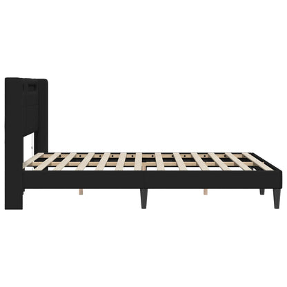 Bed Frame with LED Strip Lights Black 135 x 190 cm Faux Leather