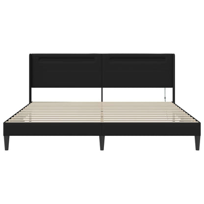 Bed Frame with LED Strip Lights Black 180 x 200 cm Faux Leather