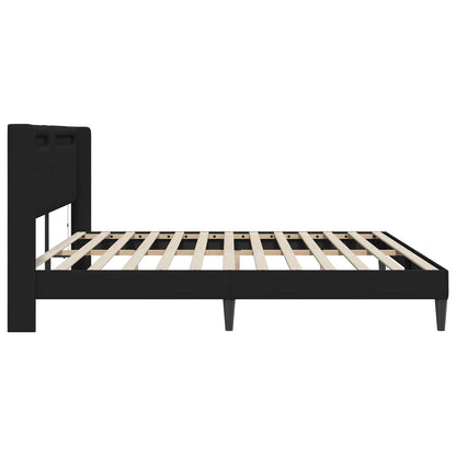 Bed Frame with LED Strip Lights Black 180 x 200 cm Faux Leather