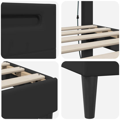 Bed Frame with LED Strip Lights Black 90 x 190 cm Faux Leather