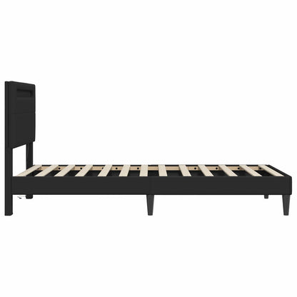 Bed Frame with LED Strip Lights Black 90 x 190 cm Faux Leather